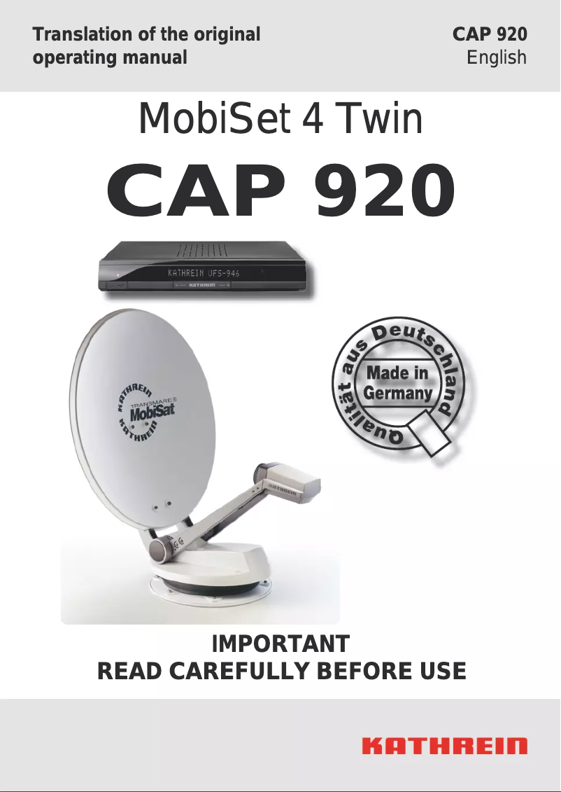 Imagen de la primera página del manual del dispositivo MobiSet 4 Twin CAP 920