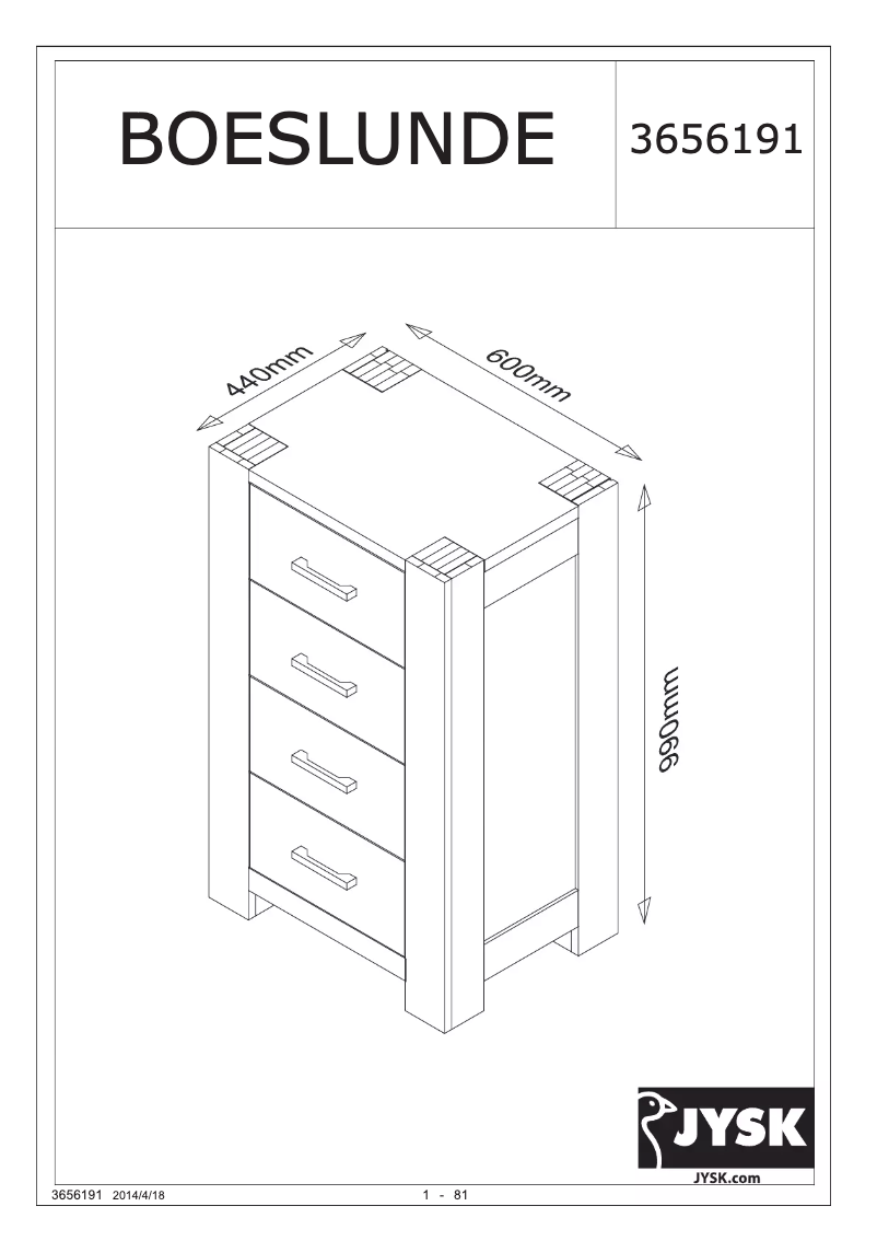 Página 1 del manual Manual de usuario JYSK Boeslunde (60x99x44)