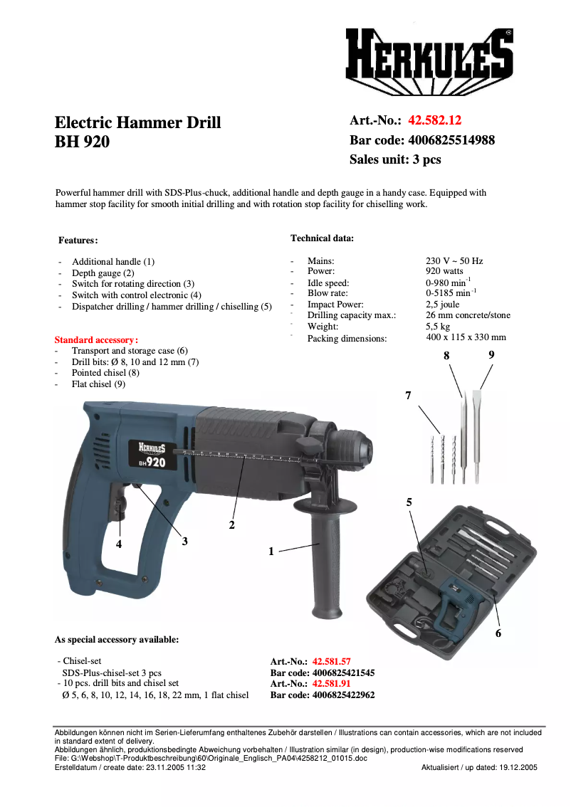 Página 1 del manual Manual de usuario Herkules BH 920