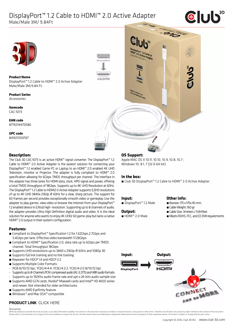 Imagen de la primera página del manual del dispositivo CAC-1073