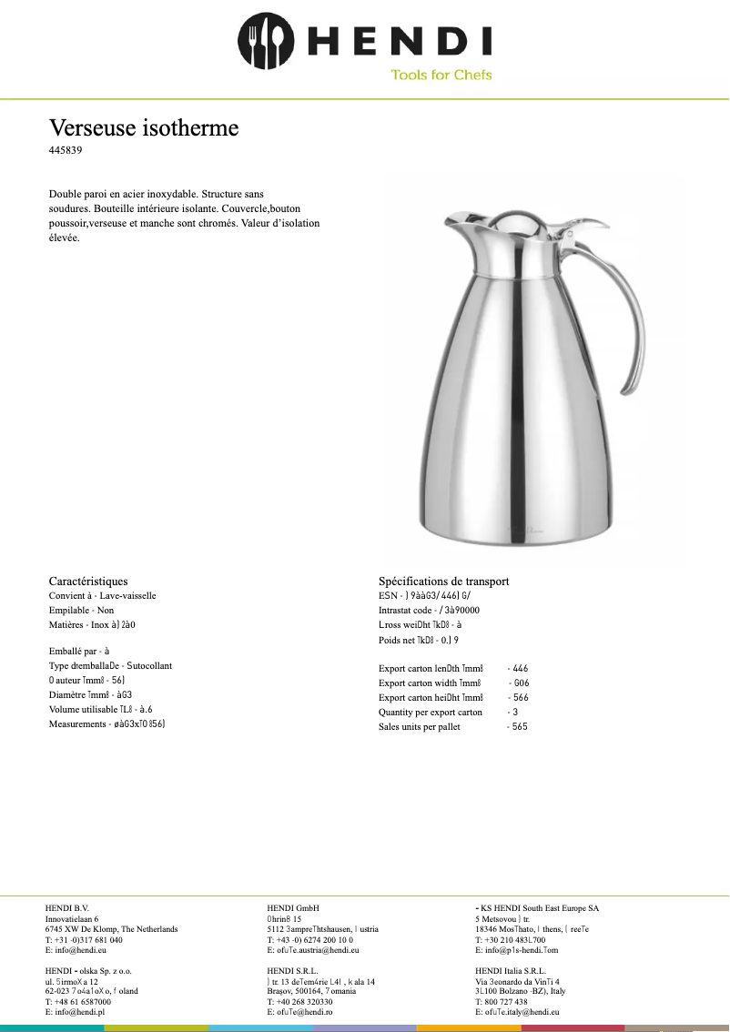 Página 1 del manual Ficha técnica Fine Dine 445815