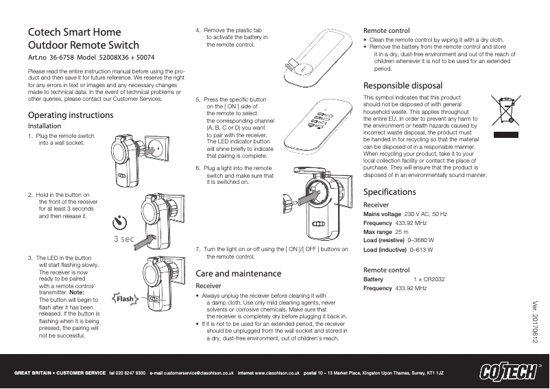 Imagen de la primera página del manual del dispositivo 52008X36 + 50074