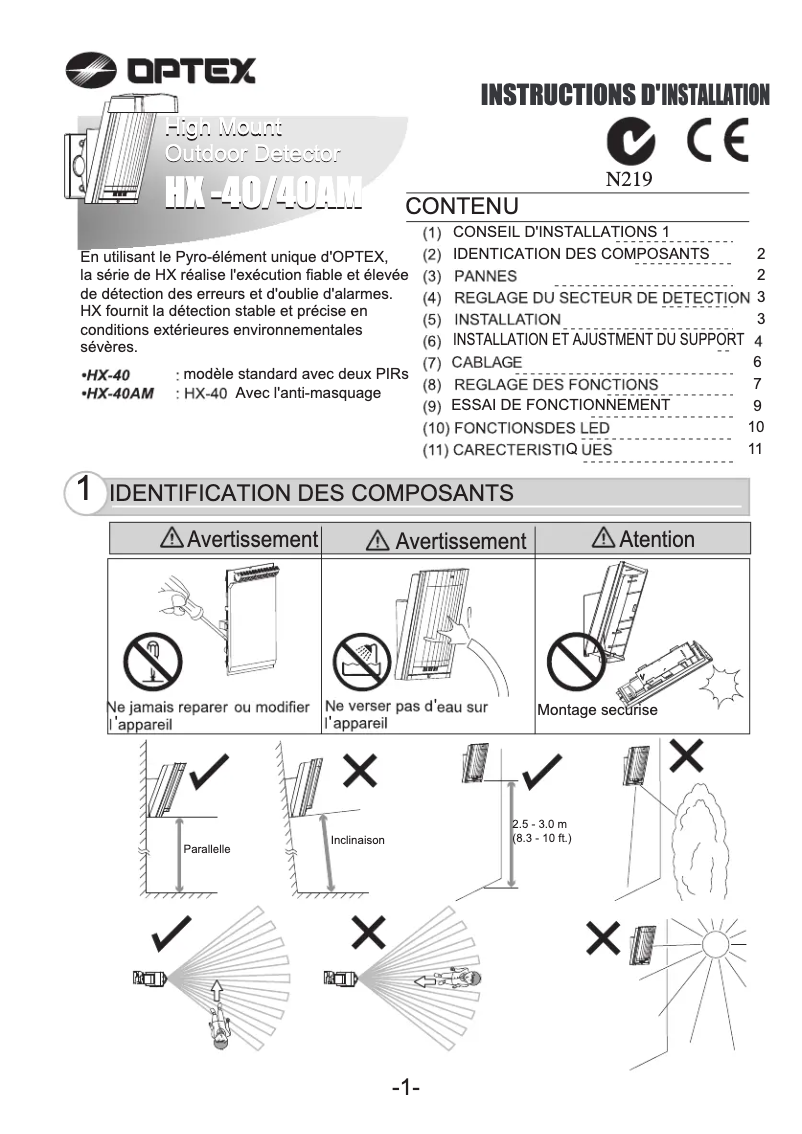 Página 1 del manual Manual de usuario Optex HX-40AM