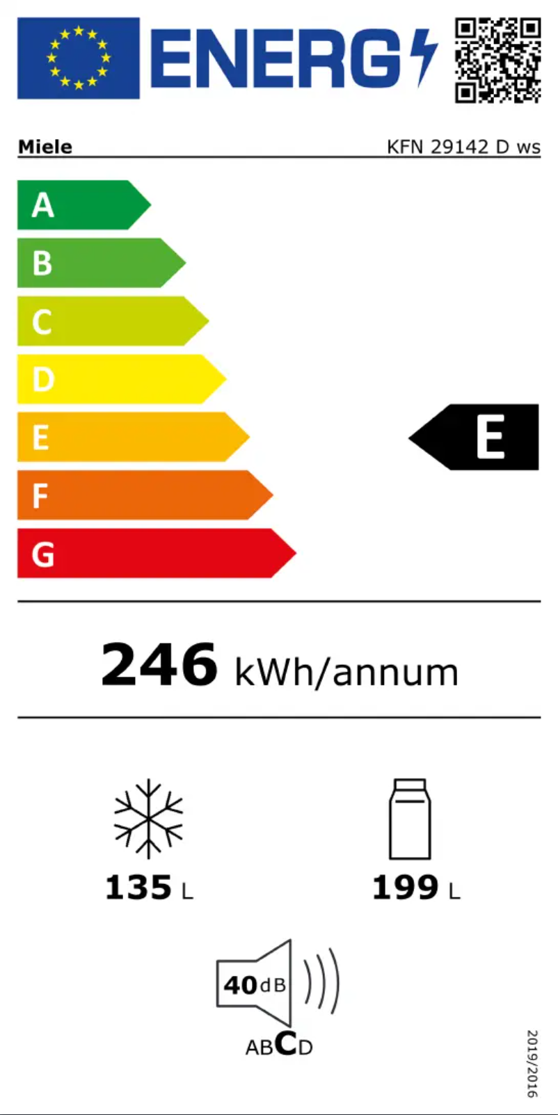 Página 1 del manual Etiqueta energética Miele KFN 29142 D ws