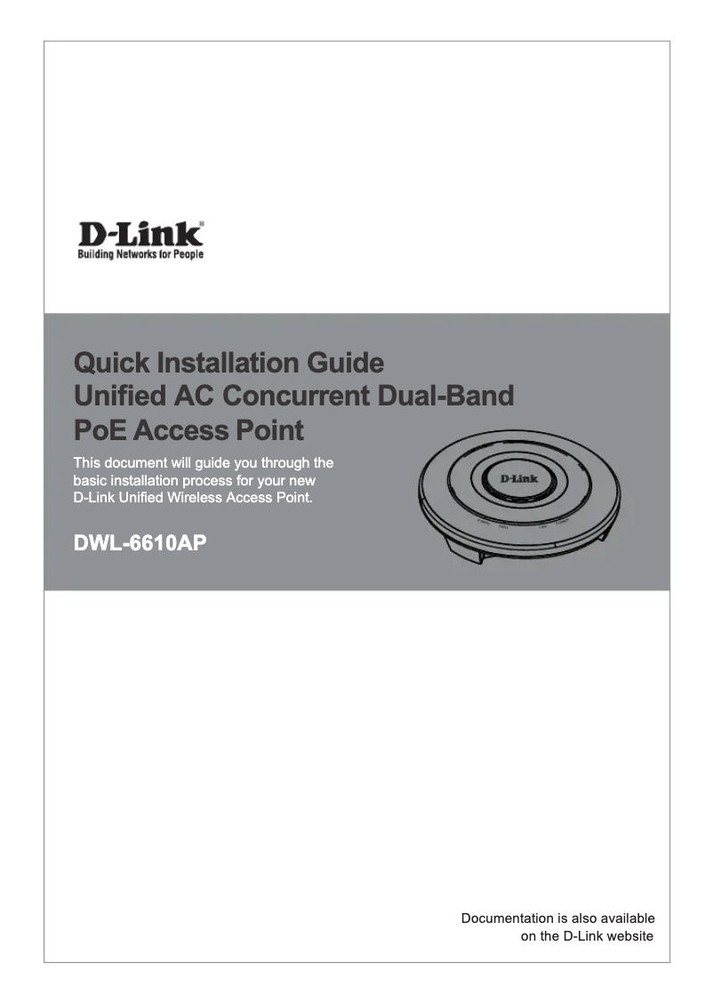 Página 1 del manual Guía de instalación D-Link DWL-6610AP