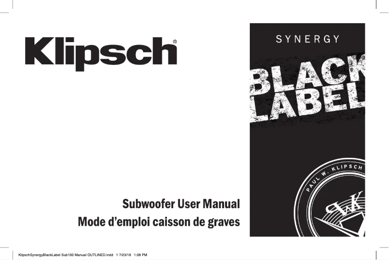 Página 1 del manual Manual de usuario Klipsch Synergy Black Label B-100
