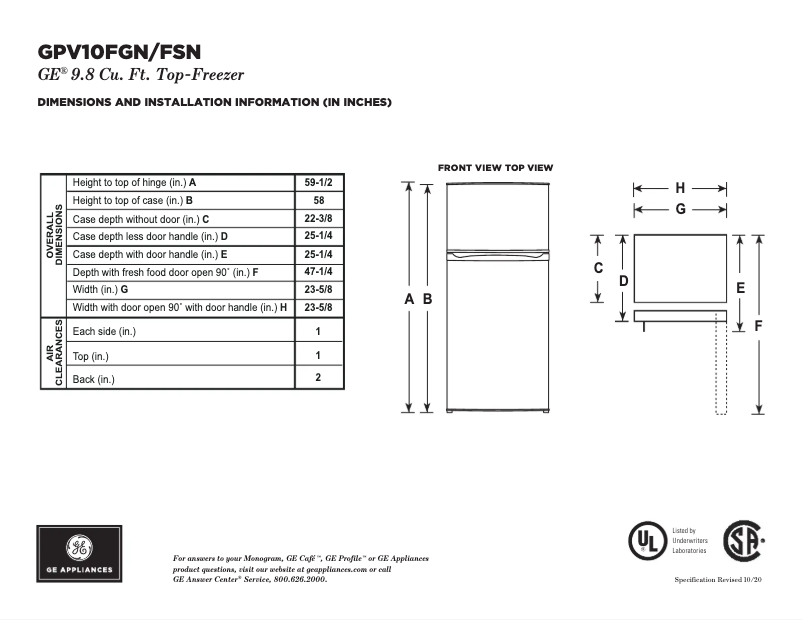 Imagen de la primera página del manual del dispositivo GPV10FGNBB