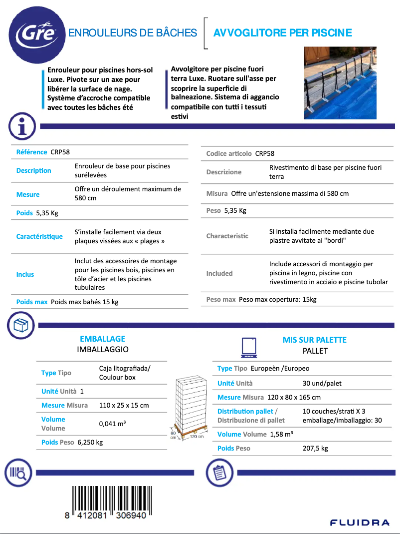 Página 1 del manual Ficha técnica Gre CRP58