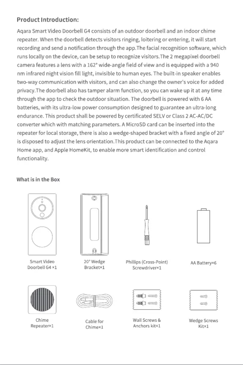 Página 1 del manual Manual de usuario Aqara Smart Video Doorbell G4