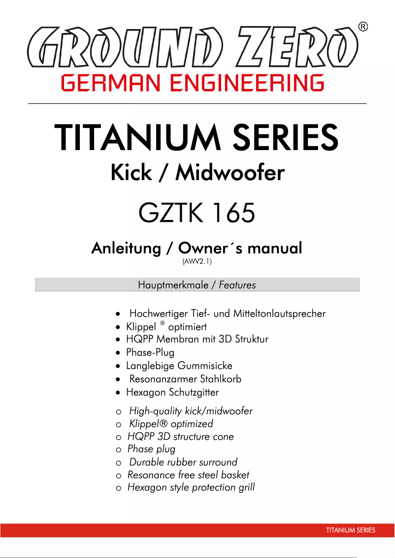 Imagen de la primera página del manual del dispositivo GZTK 165