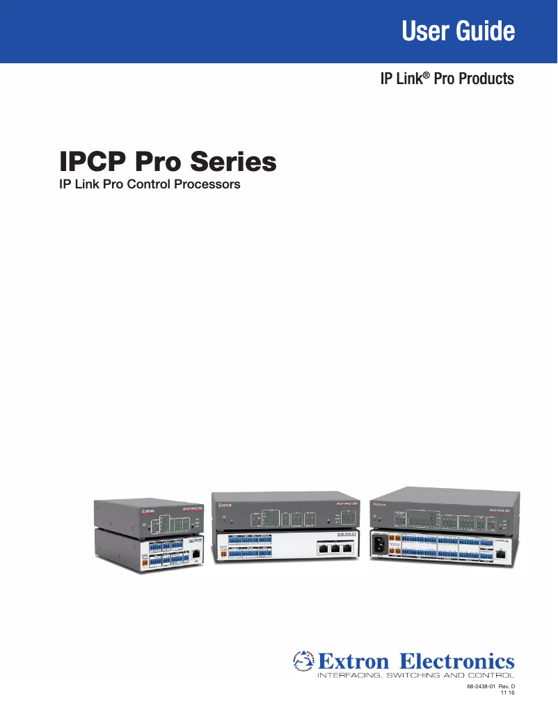 Página 1 del manual Manual de usuario Extron IP Link Pro Control Processor LL UI Upgrade