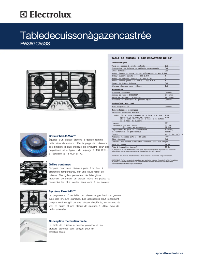 Página 1 del manual Ficha técnica Electrolux EW36GC55GS
