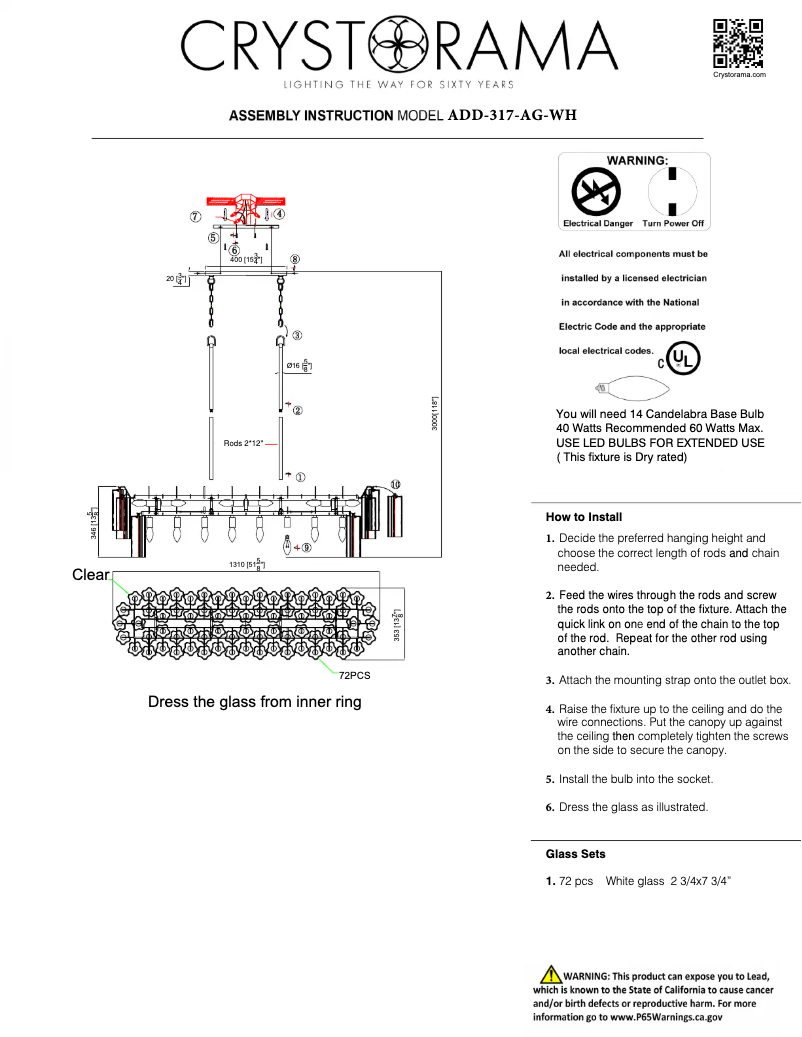Página 1 del manual Manual de usuario Crystorama Addis ADD-317-AG-WH