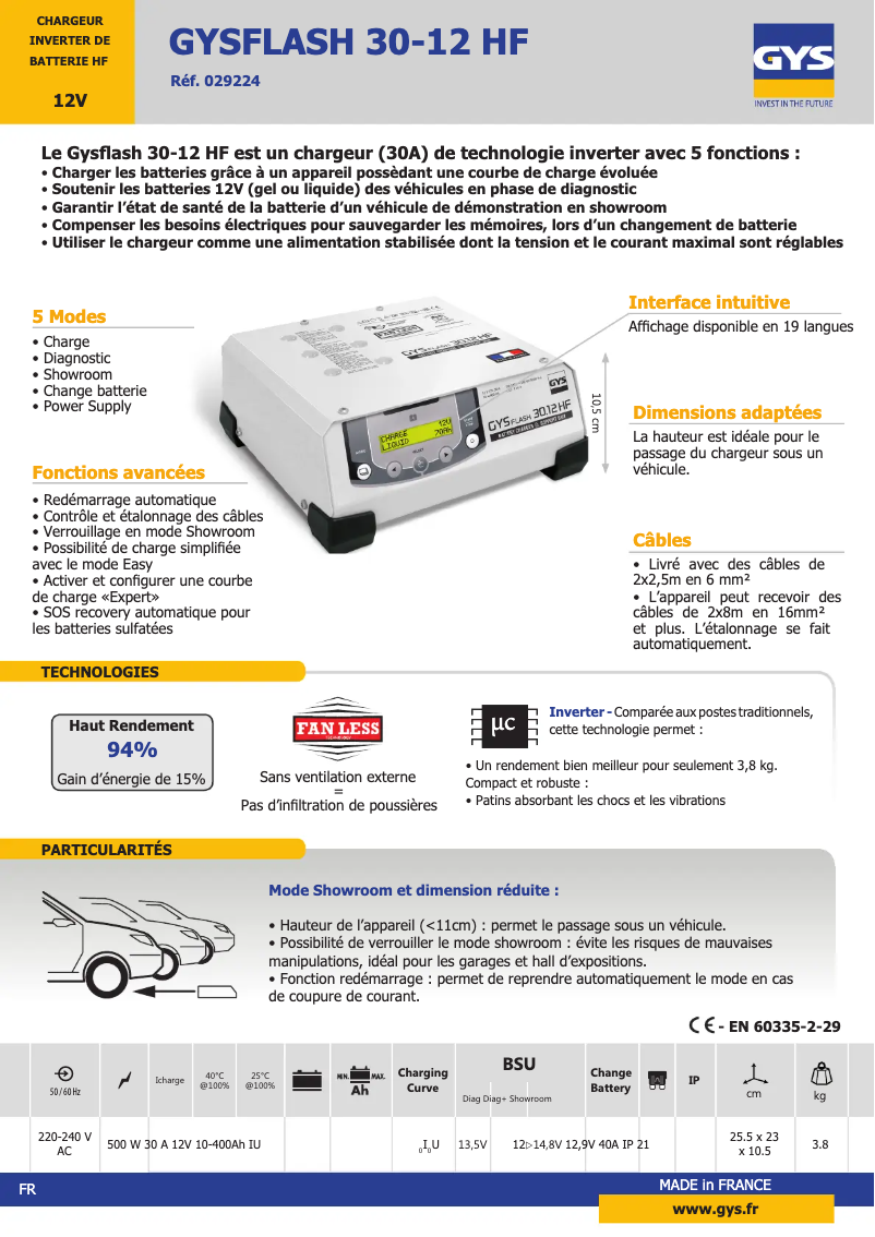 Imagen de la primera página del manual del dispositivo Gysflash 30-12 HF