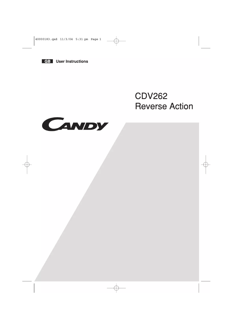 Página 1 del manual Manual de usuario Candy AB CDV 262 UK