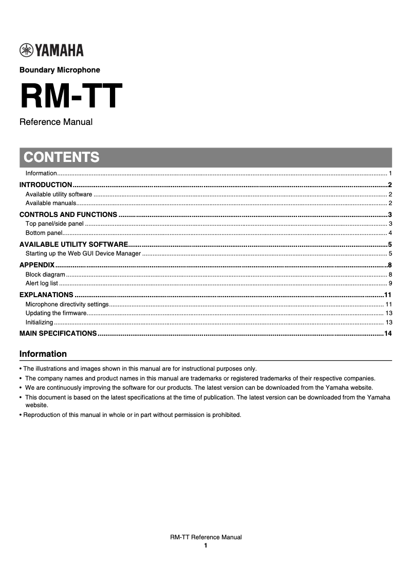 Página 1 del manual Manual de usuario Yamaha RM-TT