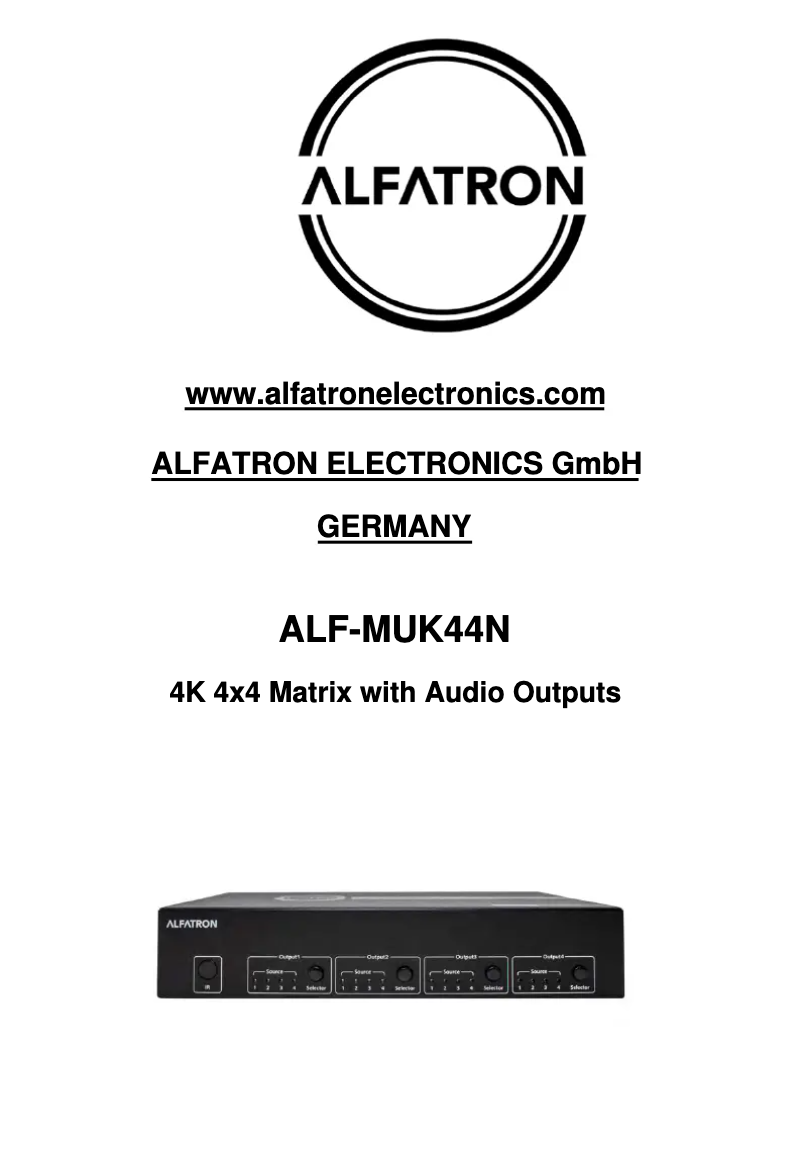 Imagen de la primera página del manual del dispositivo ALF-MUK44N