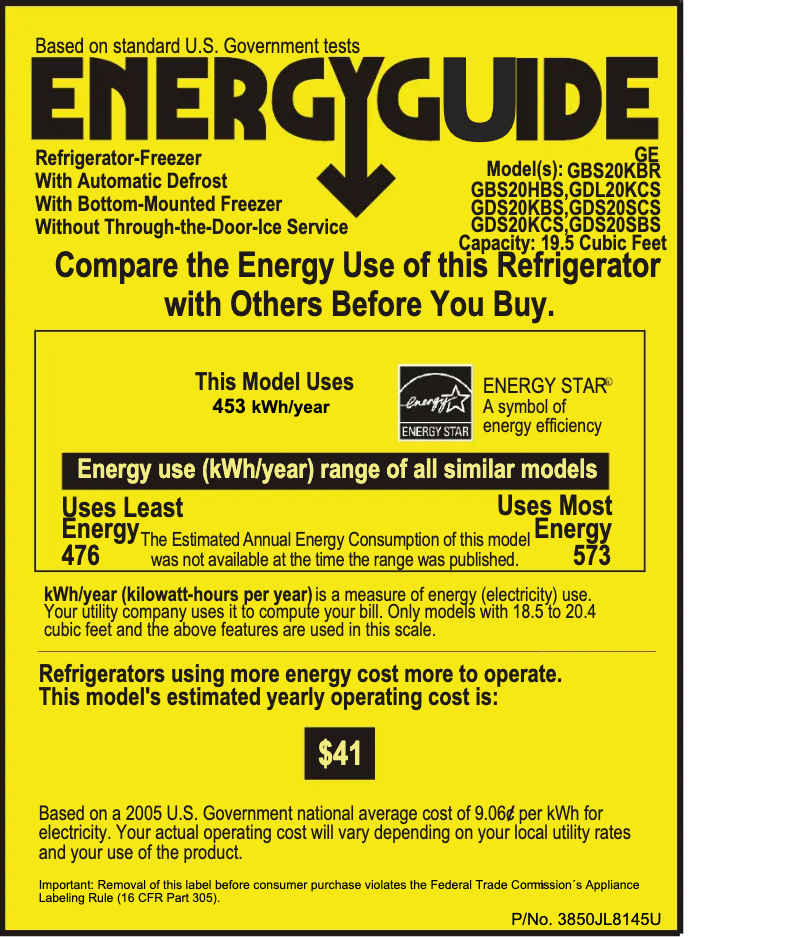 Imagen de la primera página del manual del dispositivo GBS20HBSWW