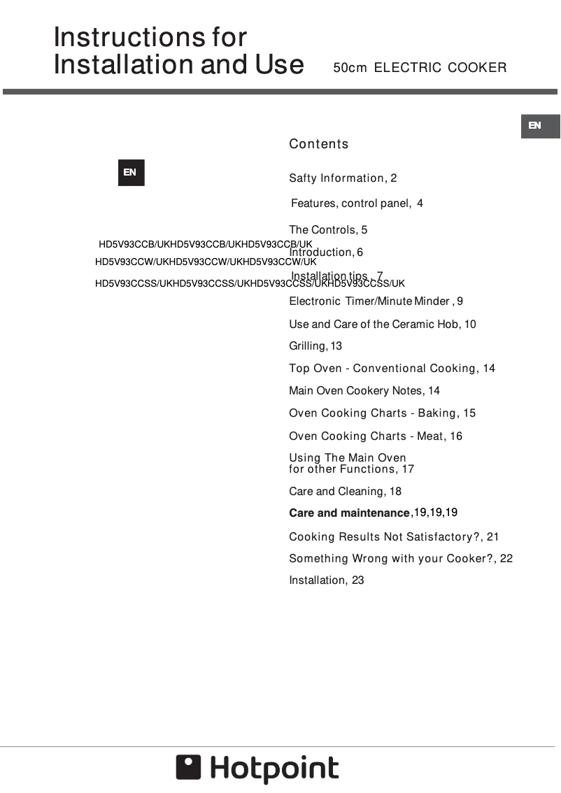Imagen de la primera página del manual del dispositivo HD5V93CCW
