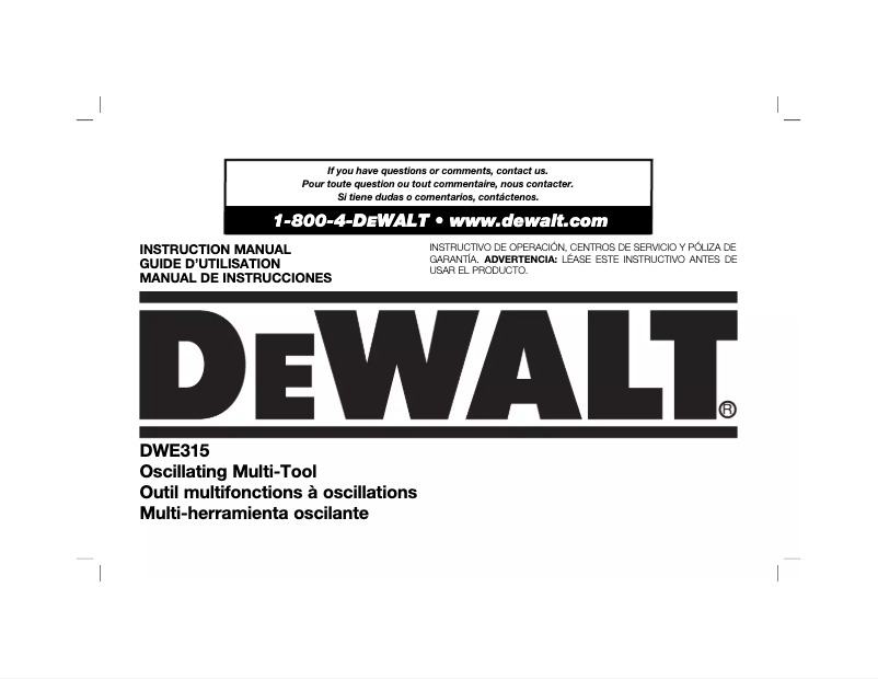 Página 1 del manual Manual de usuario DeWalt DWE315K