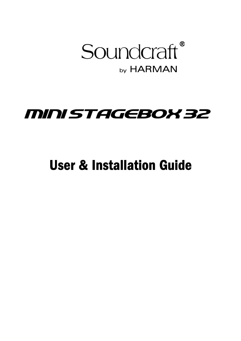 Página nº 1 - Manual de usuario Soundcraft Mini Stagebox 16R