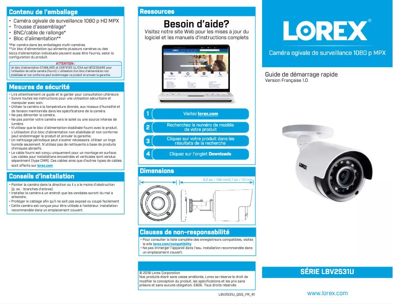 Imagen de la primera página del manual del dispositivo LBV2531U