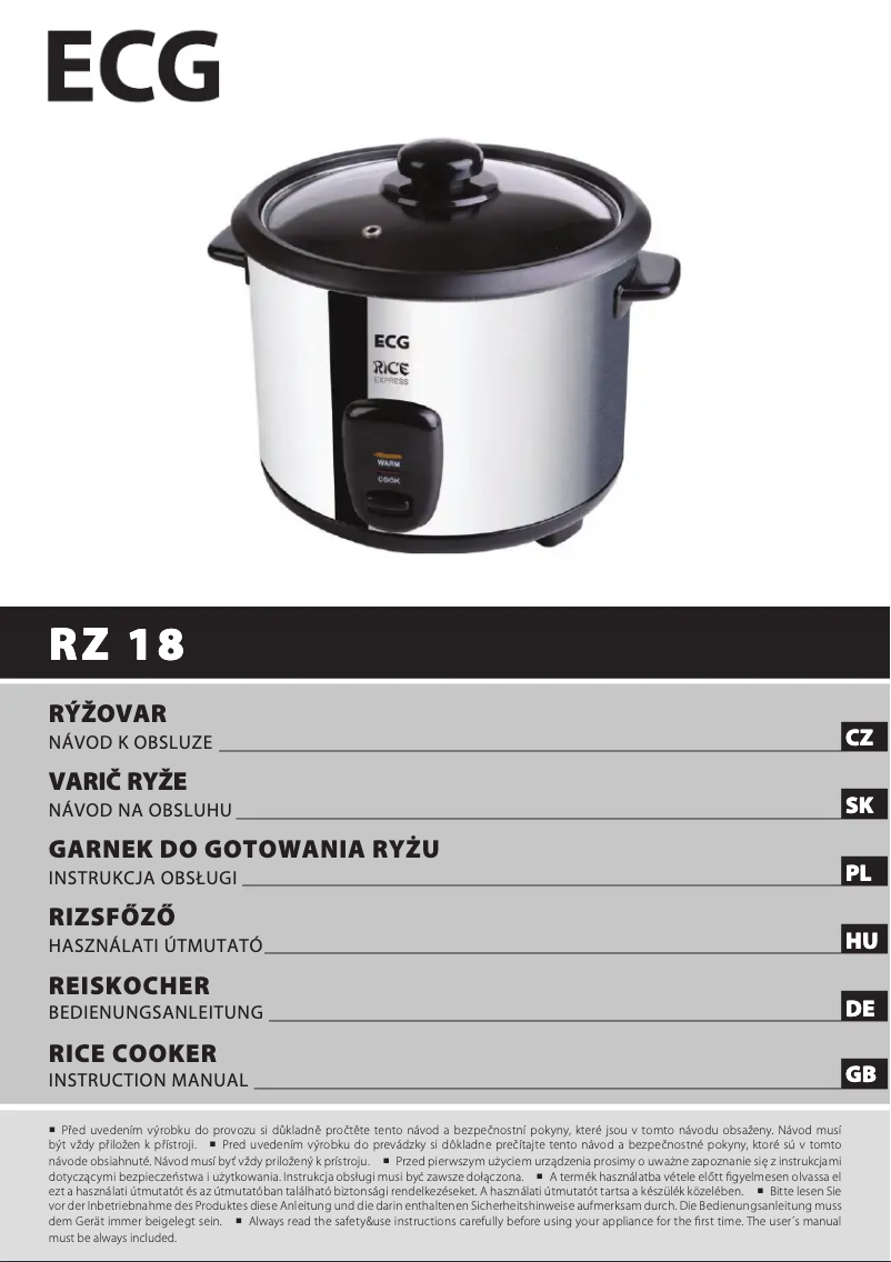 Imagen de la primera página del manual del dispositivo RZ 18