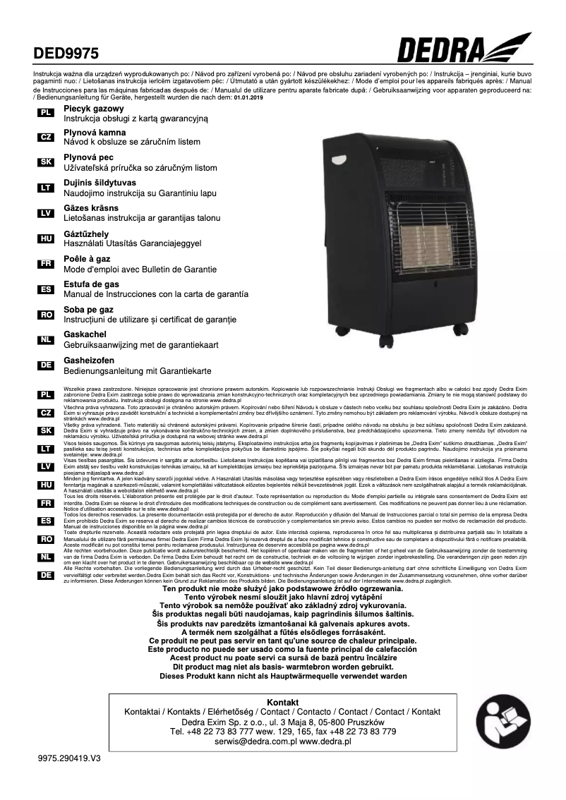Imagen de la primera página del manual del dispositivo DED9975