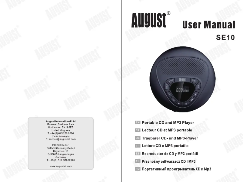 Imagen de la primera página del manual del dispositivo SE10