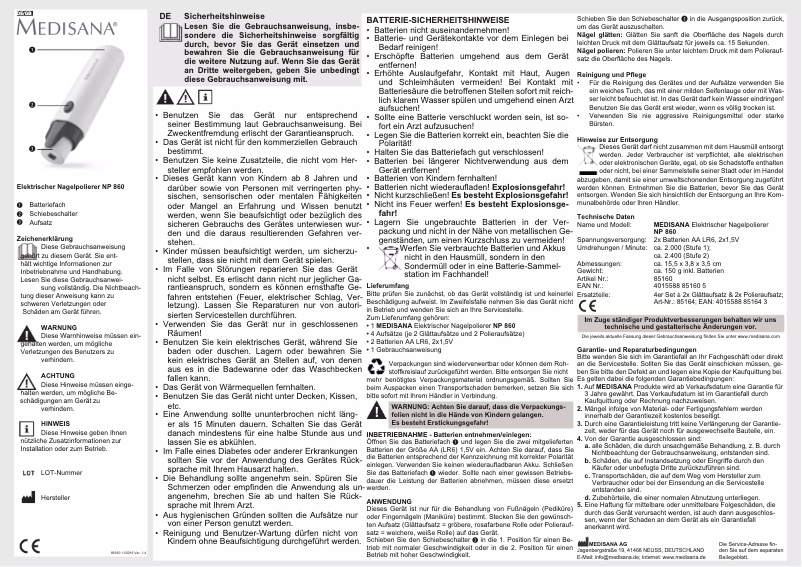 Imagen de la primera página del manual del dispositivo NP 860