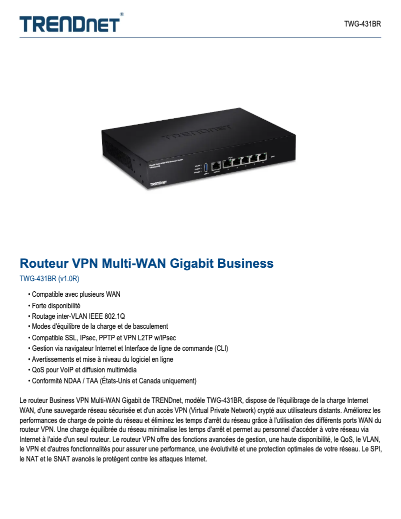 Imagen de la primera página del manual del dispositivo TWG-431BR