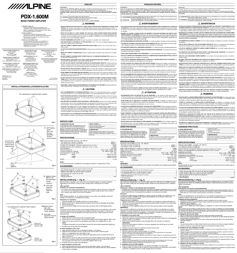 Imagen de la primera página del manual del dispositivo PDX-1.600M
