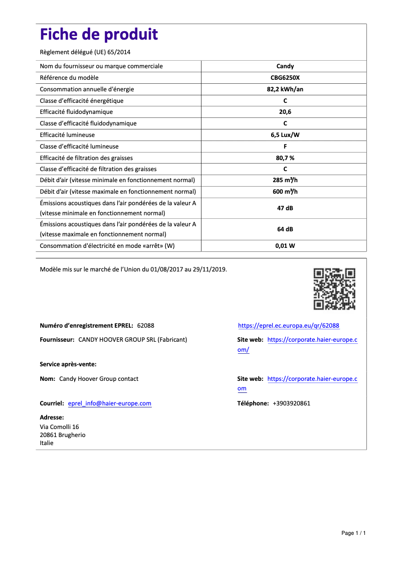 Imagen de la primera página del manual del dispositivo CBG6250X