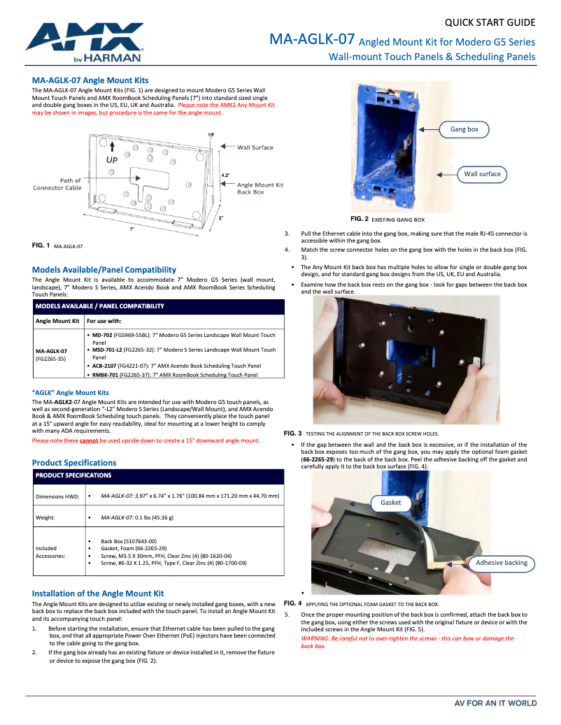 Página 1 del manual Manual de usuario AMX MA-AGLK-07