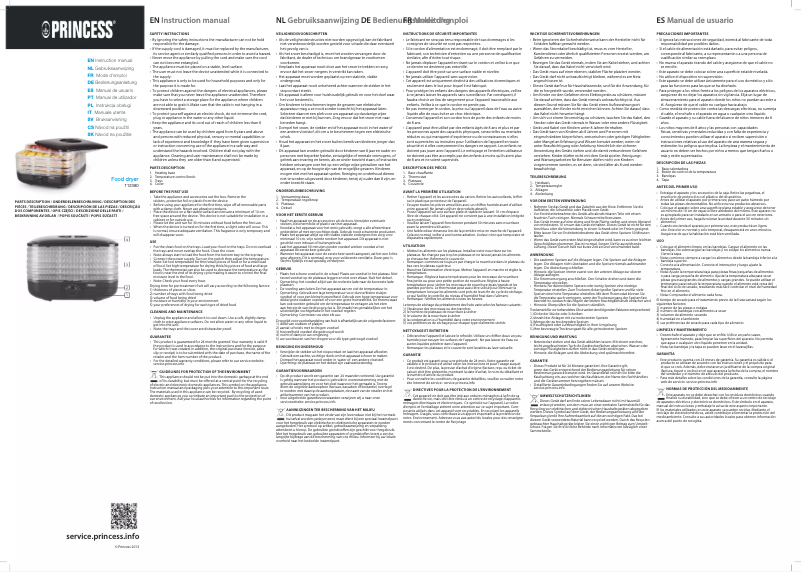 Página 1 del manual Manual de usuario Princess Food Dryer 112380