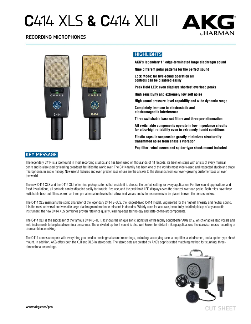Página 1 del manual Ficha técnica AKG C414 XLII