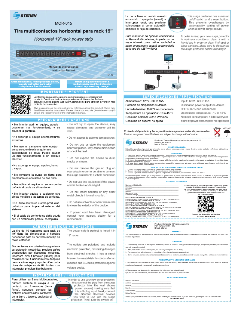 Página 1 del manual Manual de usuario Steren MOR-015