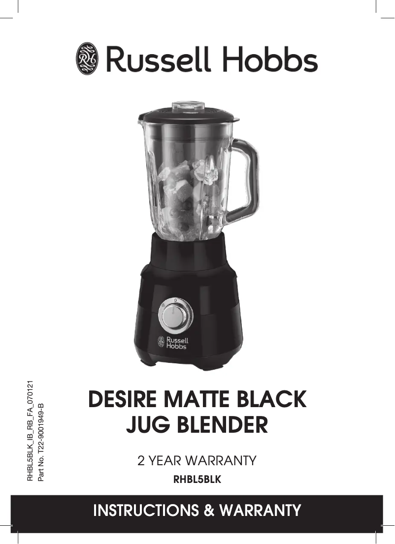 Página 1 del manual Ficha técnica Russell Hobbs Desire Matte Black RHSM5BLK