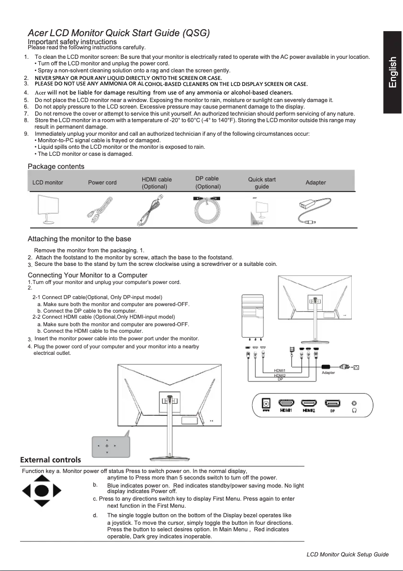 Imagen de la primera página del manual del dispositivo XZ322QP