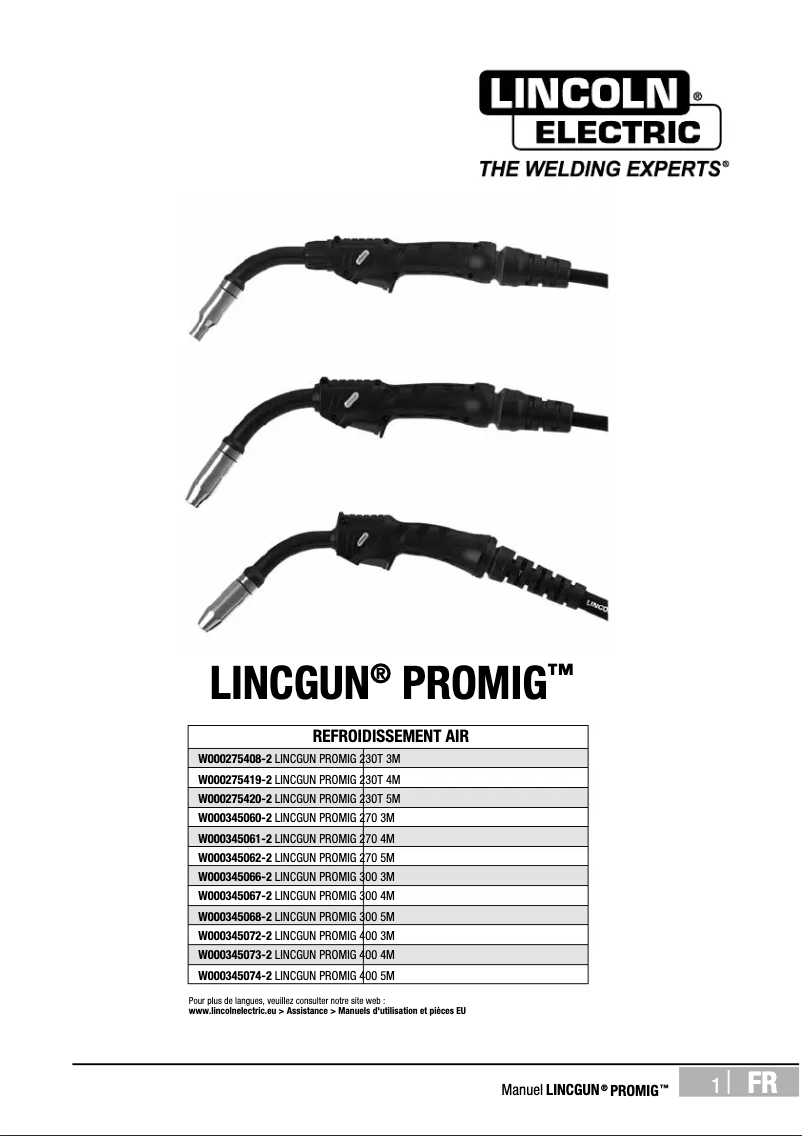 Página nº 1 - Manual de usuario Lincoln Electric LINCGUN PROMIG AIR
