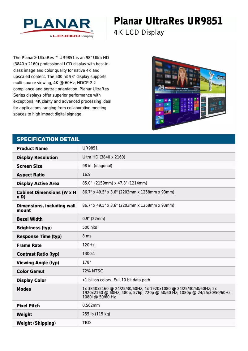 Imagen de la primera página del manual del dispositivo UltraRes UR9851