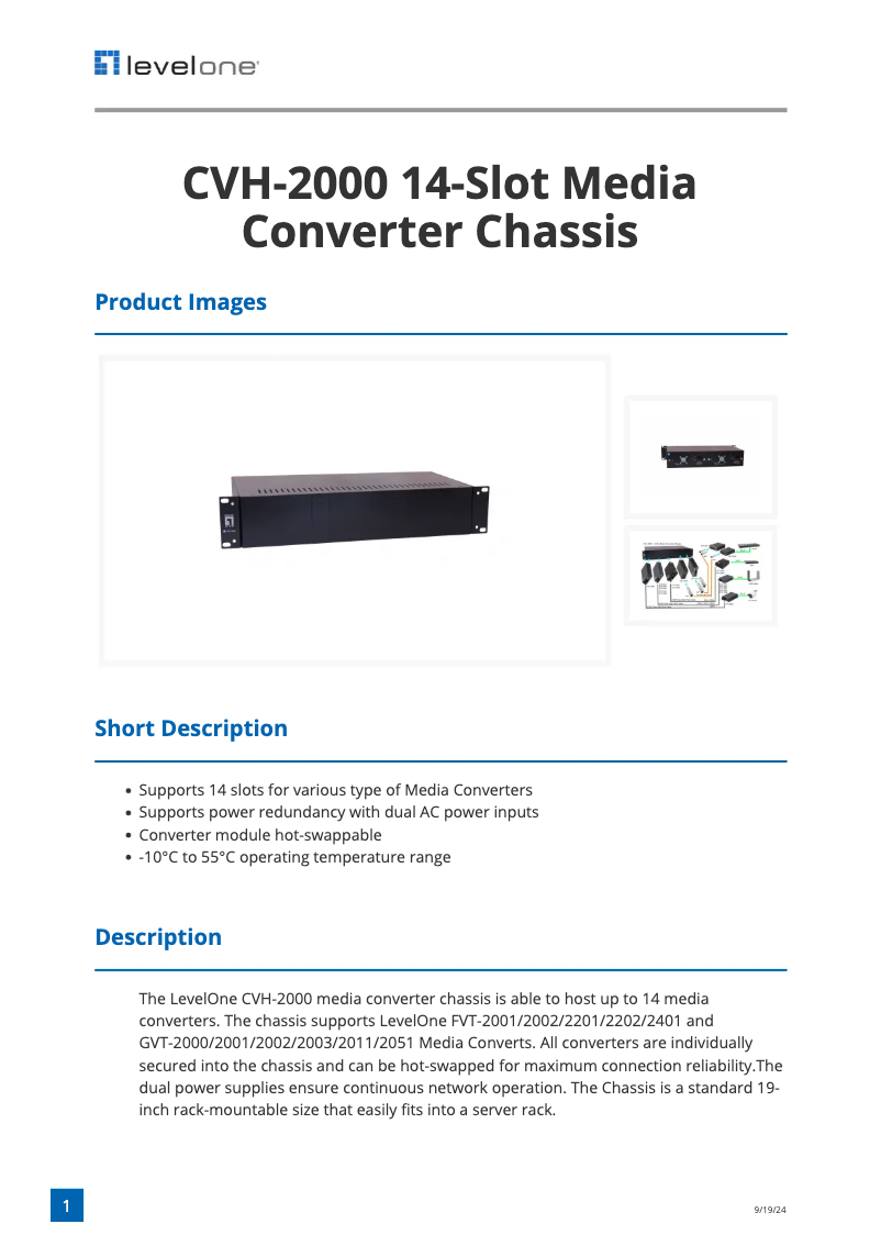 Página nº 1 - Ficha técnica LevelOne CVH-2000