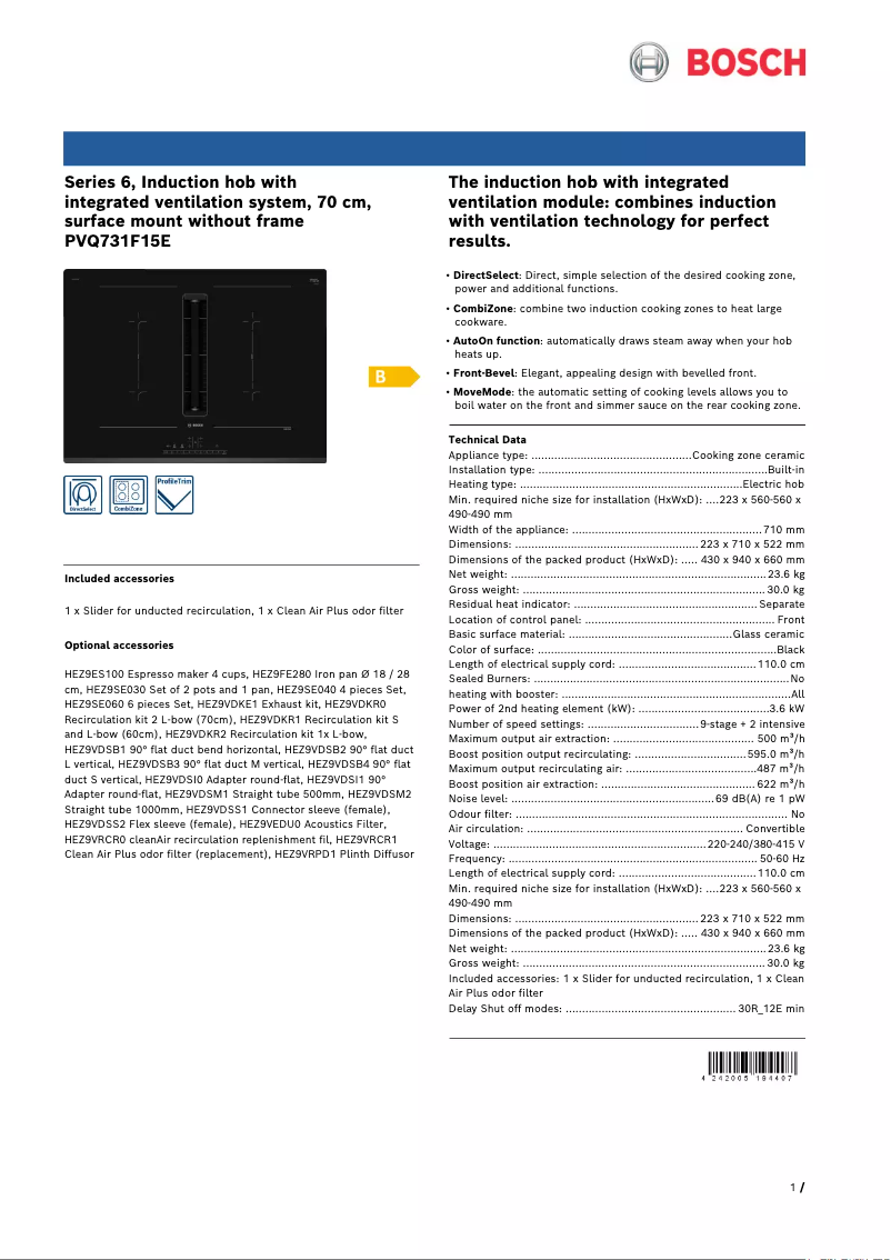 Imagen de la primera página del manual del dispositivo PVQ731F15E