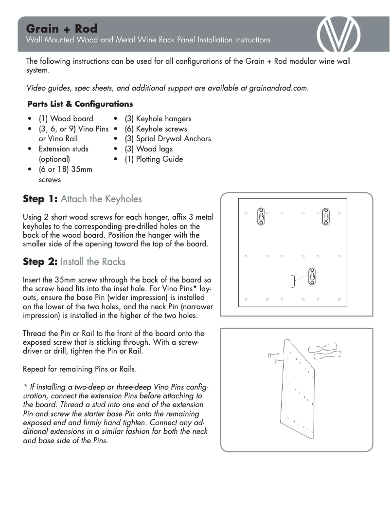 Página 1 del manual Guía de instalación VintageView GNR-VPK