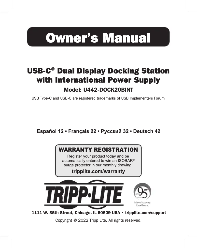 Página 1 del manual Manual de usuario Tripp Lite U442-DOCK20BINT