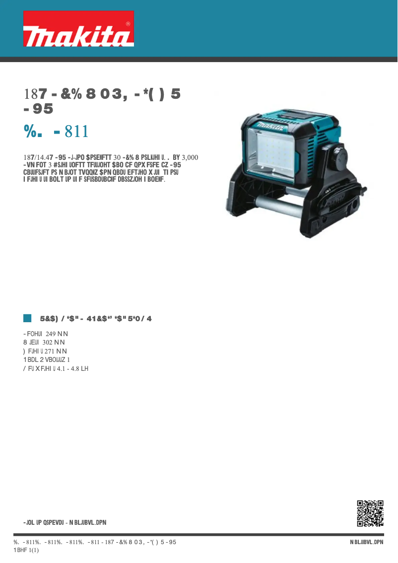 Página 1 del manual Ficha técnica Makita DML811