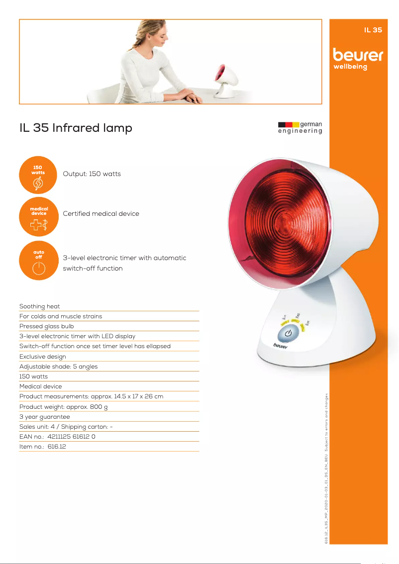 Página 1 del manual Ficha técnica Beurer IL 35