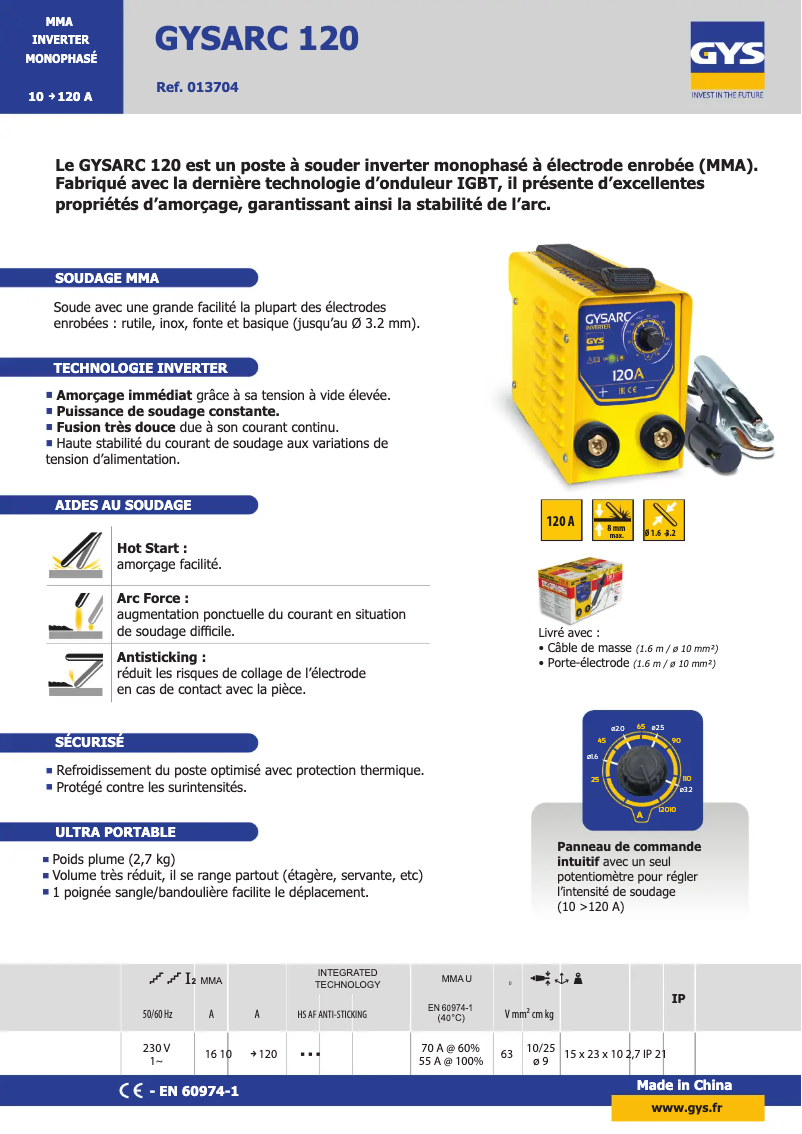 Imagen de la primera página del manual del dispositivo Gysarc 120
