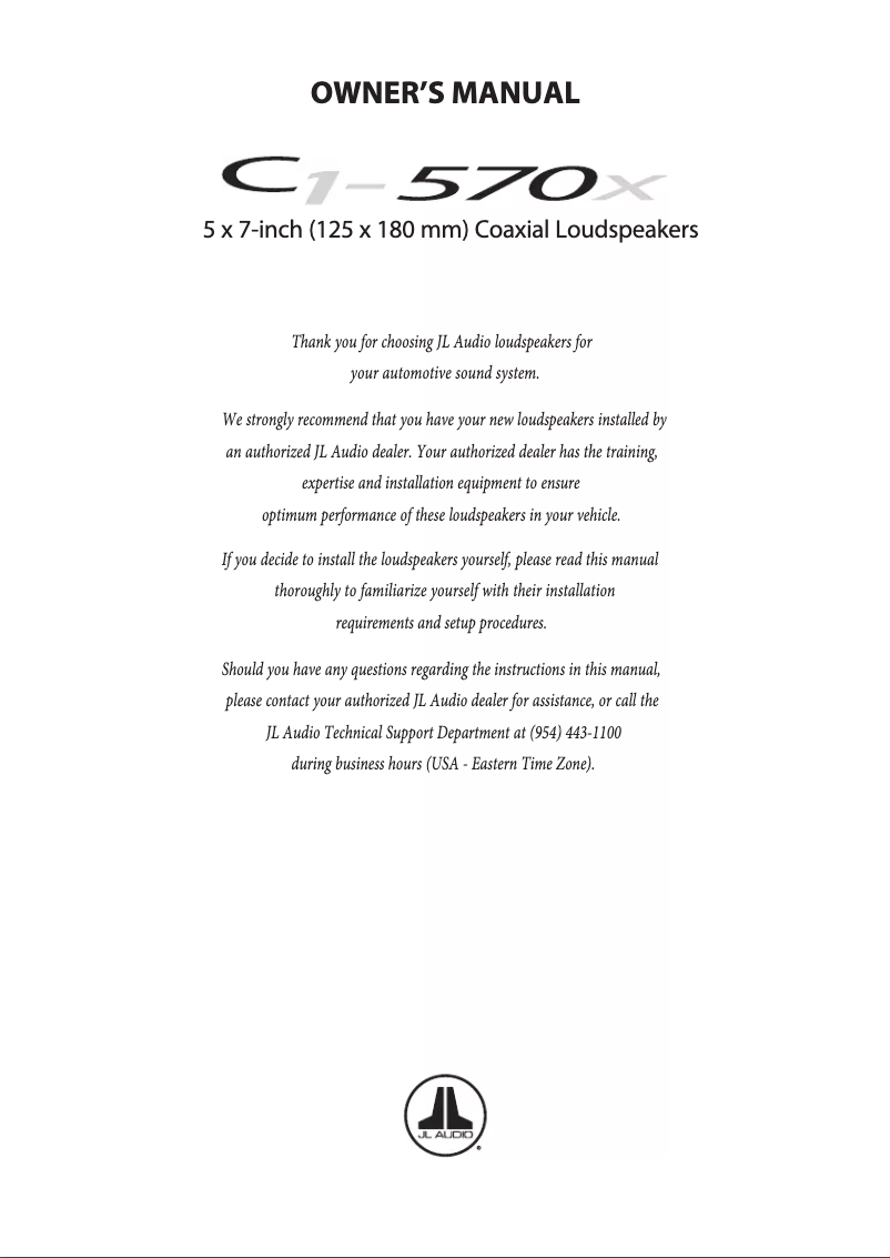 Página 1 del manual Manual de usuario JL Audio C1-570x