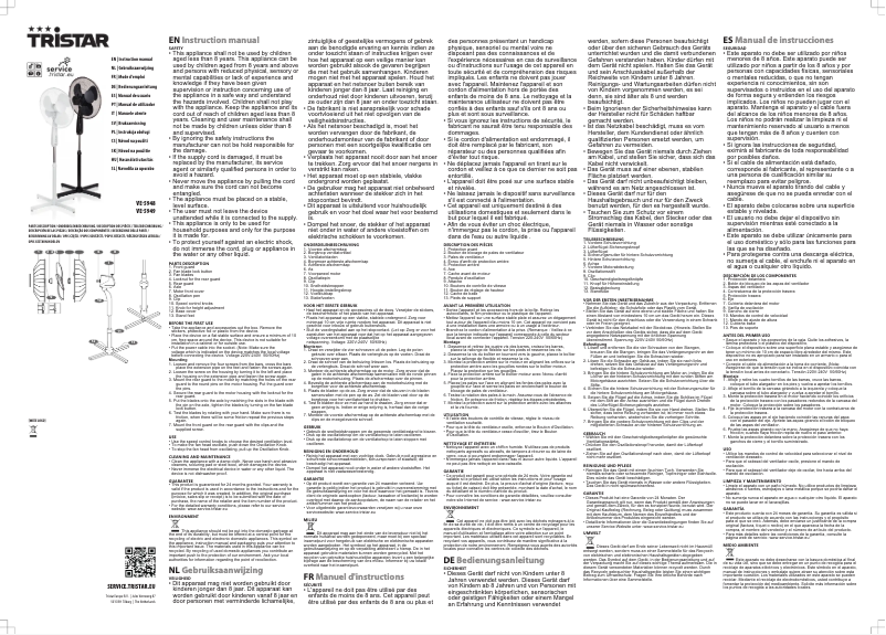 Página 1 del manual Manual de usuario TriStar VE-5949